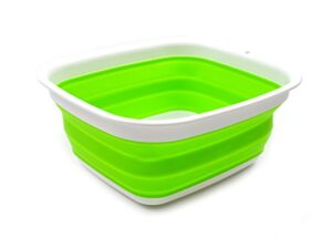 sammart set of 2-7.7l (2 gallon) collapsible tub – foldable dish tub – portable washing basin – space saving plastic washtub (2, green)