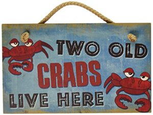 new vintage wood hanging wall sign two old crabs live here distressed plaque cozy beach cottage decor art