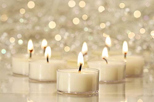 Ner Candles Unscented Tea Lights Candles in Bulk, Smokeless, Dripless & Long Lasting Tea Candles, Small Votive Mini Tealight Candles for Home, Pool, Shabbat, Weddings & Emergencies (Pack of 50)