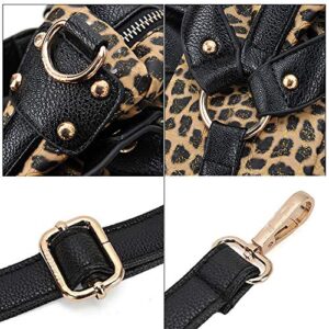 Segater Women's Leopard Print Black Purse Handbag Hobo Style Sequin PU Leather Shoulder Bag