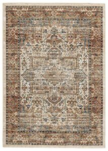 signature design by ashley jirair traditional 8 x 10 ft medallion pattern rug, brown & cream multi color