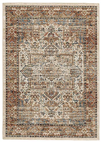 Signature Design by Ashley Jirair Traditional 8 x 10 ft Medallion Pattern Rug, Brown & Cream Multi Color