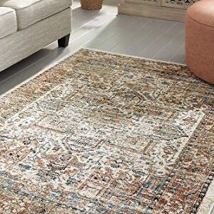 Signature Design by Ashley Jirair Traditional 8 x 10 ft Medallion Pattern Rug, Brown & Cream Multi Color