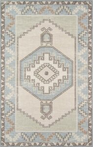 momeni anatolia wool and nylon area rug 3’3″ x 5′ light blue