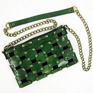 Time Resistance Leather Clutch Purse Women's Wrist Bag Shoulder Bag Handbag Green