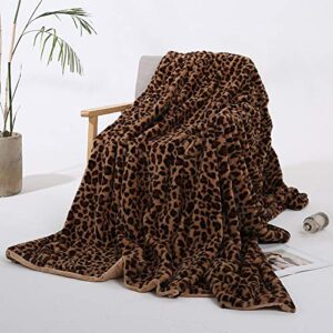 myru velboa super soft leopard blanket double layer bedding thick sofa cover furry fuzzy fax fur throw blanket (brown,51 x 63 inch)