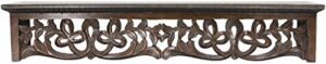 fetco home decor seth hand carved shelf, medium, distressed brown