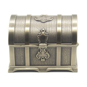 aveson rectangle vintage metal treasure chest trinket jewelry box gift box ring case for girls ladies women, medium, bronze
