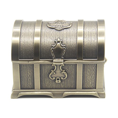 AVESON Rectangle Vintage Metal Treasure Chest Trinket Jewelry Box Gift Box Ring Case for Girls Ladies Women, Medium, Bronze