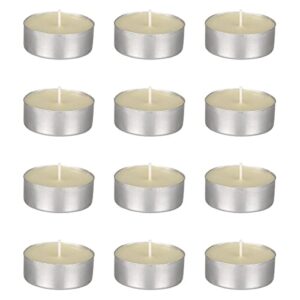 mega candles 12 pcs unscented ivory oversize tea lights candle, pressed wax candles 12 hour burn time, home décor, wedding receptions, baby showers, birthdays, celebrations, party favors & more