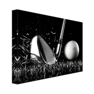 canvas print black and white golf poster wall art picture golf ball sport canvas painting for gym living room wall decor frame canvas