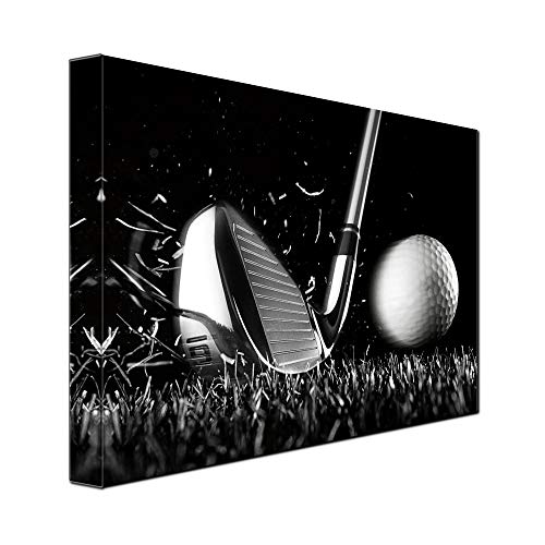 Canvas Print Black and White Golf Poster Wall Art Picture Golf Ball Sport Canvas Painting for Gym Living Room Wall Decor Frame Canvas