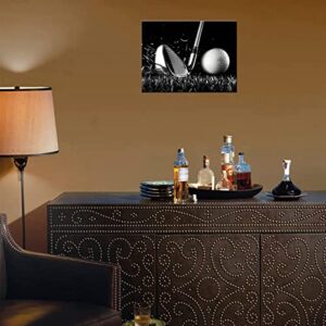 Canvas Print Black and White Golf Poster Wall Art Picture Golf Ball Sport Canvas Painting for Gym Living Room Wall Decor Frame Canvas