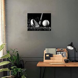 Canvas Print Black and White Golf Poster Wall Art Picture Golf Ball Sport Canvas Painting for Gym Living Room Wall Decor Frame Canvas