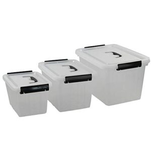 wekioger plastic storage bins for multiuses/clear latching box (12qt, 6qt, 3.5qt)