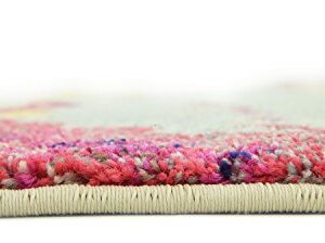 Unique Loom Estrella Collection Light Colors, Abstract, Modern, Vibrant Area Rug, 3 ft 3 in x 5 ft 3 in, Pink/Ivory