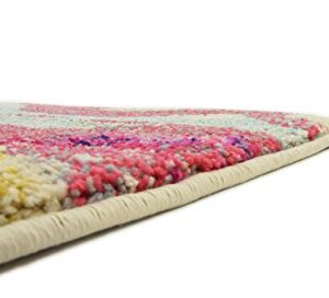 Unique Loom Estrella Collection Light Colors, Abstract, Modern, Vibrant Area Rug, 3 ft 3 in x 5 ft 3 in, Pink/Ivory