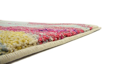 Unique Loom Estrella Collection Light Colors, Abstract, Modern, Vibrant Area Rug, 3 ft 3 in x 5 ft 3 in, Pink/Ivory