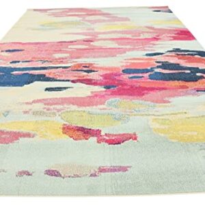 Unique Loom Estrella Collection Light Colors, Abstract, Modern, Vibrant Area Rug, 3 ft 3 in x 5 ft 3 in, Pink/Ivory