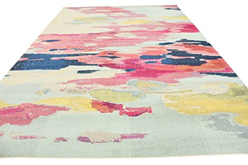 Unique Loom Estrella Collection Light Colors, Abstract, Modern, Vibrant Area Rug, 3 ft 3 in x 5 ft 3 in, Pink/Ivory