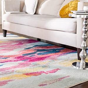 Unique Loom Estrella Collection Light Colors, Abstract, Modern, Vibrant Area Rug, 3 ft 3 in x 5 ft 3 in, Pink/Ivory