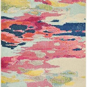 Unique Loom Estrella Collection Light Colors, Abstract, Modern, Vibrant Area Rug, 3 ft 3 in x 5 ft 3 in, Pink/Ivory