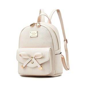 mikty women mini leather backpack multi-way casual school backpack for girls, teens, womenschoolbag mini casual daypack off-white