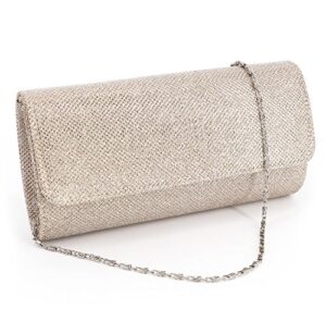 naimo flap dazzling small clutch bag evening bag with detachable chain (champagne)