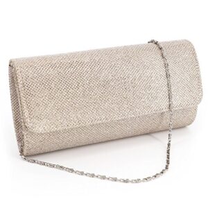 Naimo Flap Dazzling Small Clutch Bag Evening Bag With Detachable Chain (Champagne)