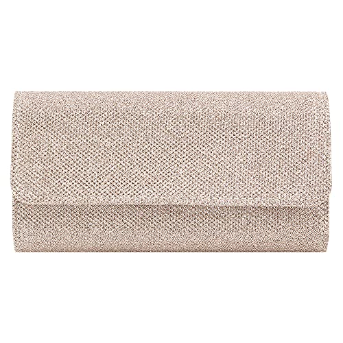 Naimo Flap Dazzling Small Clutch Bag Evening Bag With Detachable Chain (Champagne)