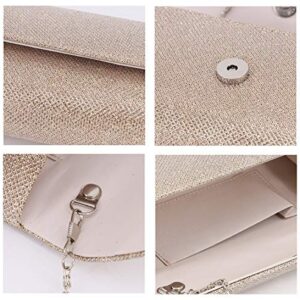 Naimo Flap Dazzling Small Clutch Bag Evening Bag With Detachable Chain (Champagne)