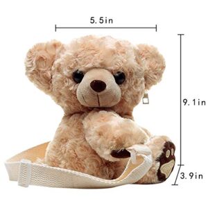 3D Cute Plush Animal Shoulder Bag Women Girls Teddy Bear Cross Body Bag