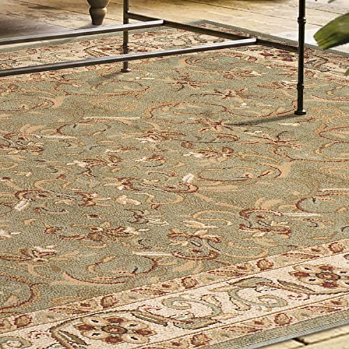 SUPERIOR Heritage 8' x 10' Green Area Rug, Contemporary Living Room & Bedroom Area Rug for Residential or Commercial Use, 8'x10'