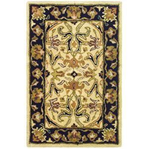 safavieh heritage collection 2′ x 3′ ivory / black hg644c handmade traditional oriental premium wool accent rug