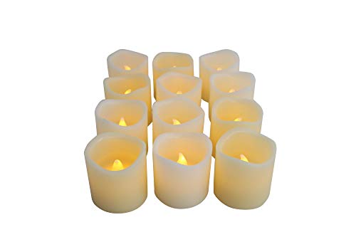 EcoGecko Set of 12 Real Wax LED Votive Candles, Premium Quality Flameless Candles with Timer -Votive Size, Battery Candle Set, Flickers Realistically. D 2 X H 2 Inches