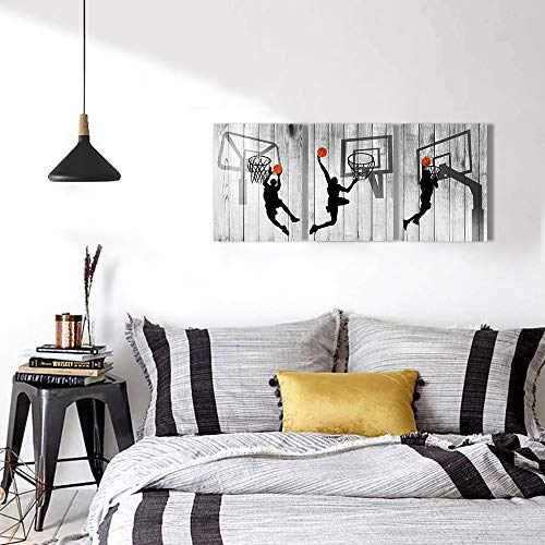 Black and white Canvas Wall Art for living room bathroom and bedroom kitchen wall decor artwork Canvas Prints play basketball sport painting 12" x 16"3 Piece Modern framed office Home decorations