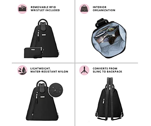 Baggallini Womens Metro Backpack With Rfid Wristlet Handbags, Black, One Size US