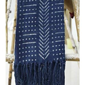 Trade Star Beautiful Indigo Mudcloth Throw Blanket Ethnic Block Print Blanket with Tassels Indian Hand Loomed Cotton Throw Blanket for Home Decor (Pattern 9)