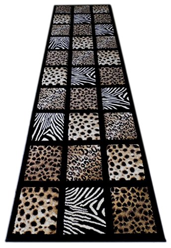 Masada Masada Rugs 3'x10' Animal Prints Runner Rug - Design S251 Black