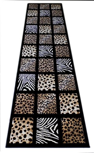 Masada Masada Rugs 3'x10' Animal Prints Runner Rug - Design S251 Black