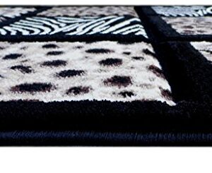 Masada Masada Rugs 3'x10' Animal Prints Runner Rug - Design S251 Black