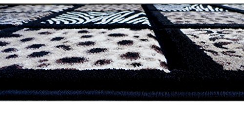 Masada Masada Rugs 3'x10' Animal Prints Runner Rug - Design S251 Black