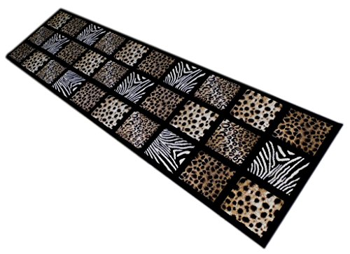 Masada Masada Rugs 3'x10' Animal Prints Runner Rug - Design S251 Black