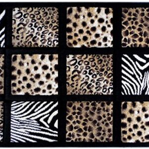 Masada Masada Rugs 3'x10' Animal Prints Runner Rug - Design S251 Black