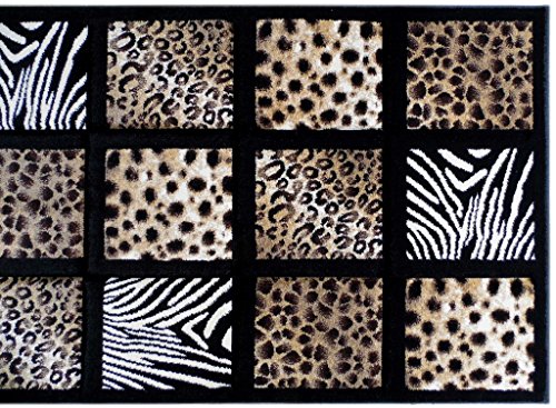 Masada Masada Rugs 3'x10' Animal Prints Runner Rug - Design S251 Black