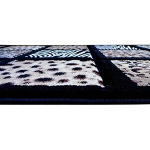 Masada Masada Rugs 3'x10' Animal Prints Runner Rug - Design S251 Black