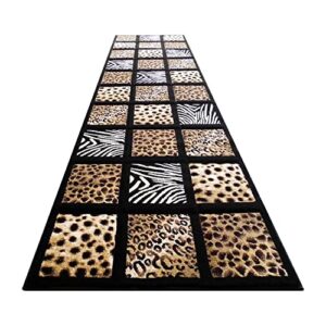 Masada Masada Rugs 3'x10' Animal Prints Runner Rug - Design S251 Black