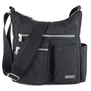 mhcnll crossbody bag with anti theft rfid pocket – women lightweight water-resistant purse (black)