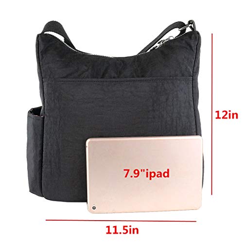 MHCNLL Crossbody Bag with Anti Theft RFID Pocket - Women Lightweight Water-Resistant Purse (black)