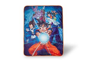 dragon ball super fighters & warriors fleece throw blanket | features beerus, whis, & the legendary dragon ball warriors | 60 x 45 inches